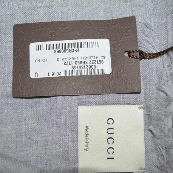 NWT GUCCI WOOL MODAL HORSEBIT LOGO PATTERN SCARF WRAP - Picture 6 of 9